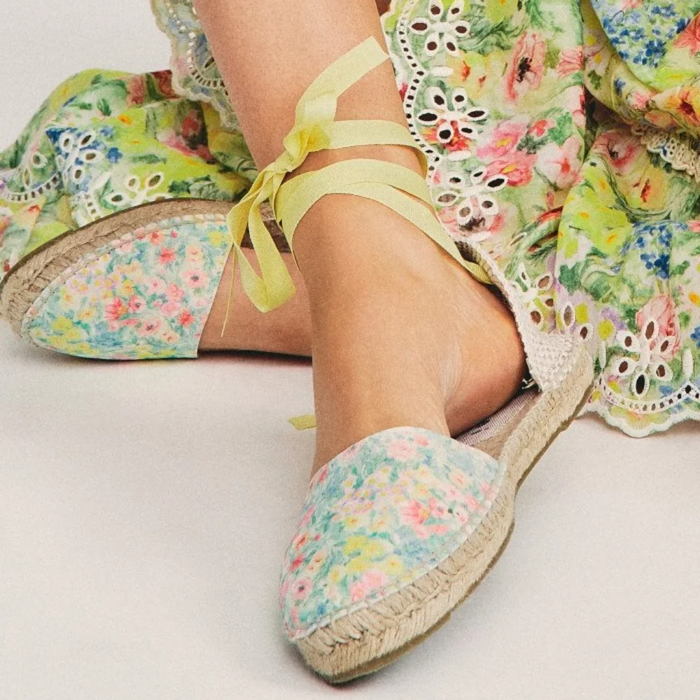 NWT LoveShackFancy Manebi Espadrilles Wrap Sandal Rainbow Skies